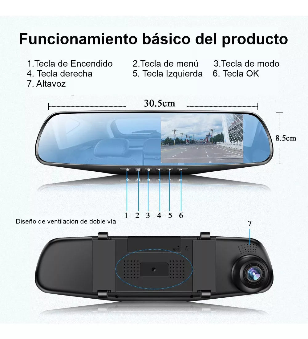 Nuevo Espejo Retrovisor Doble Cámara 🚘